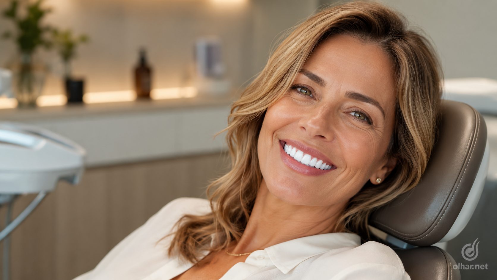 Woman with a harmonious smile after aesthetic dental care.